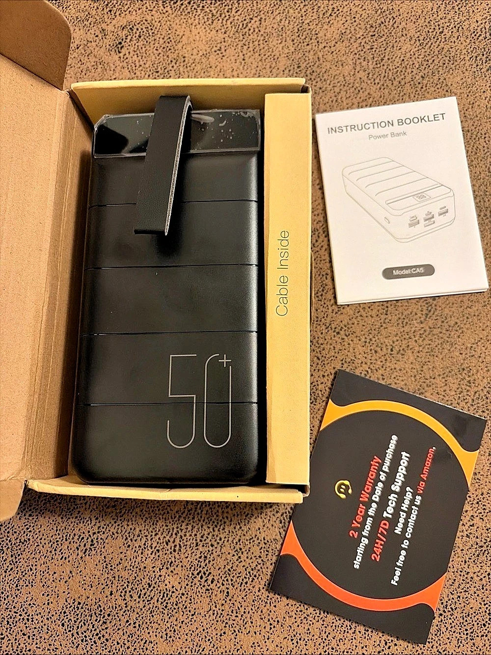 50000mAh Portable Charger Power Bank CA5 50000mAh Power Bank Black